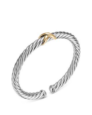 Cable Flex&reg; X Bracelet in Sterling Silver with 14K Yellow Gold, 6mm