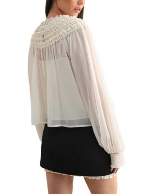 Smocked Sheer Blouse