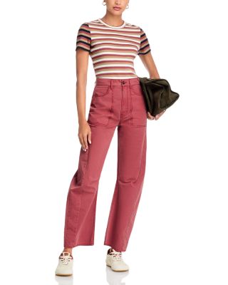 Sloan High Rise Barrel Jeans in Washed Red Oak