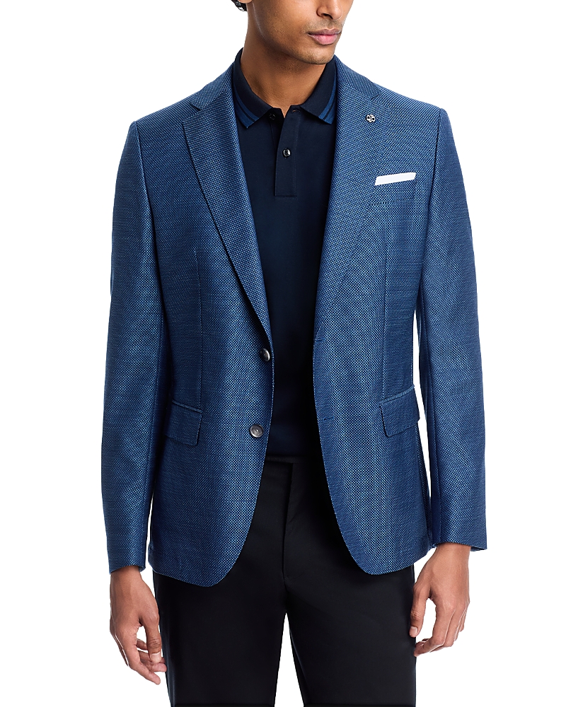 Hugo Boss Hutson Melange Micro Neat Slim Fit Sport Coat In Blue