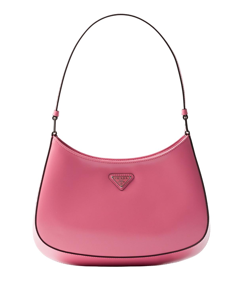 Prada Cleo Brushed Leather Shoulder Bag In Pink