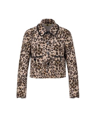 Short Scuba Jersey Leopard Print Jacket