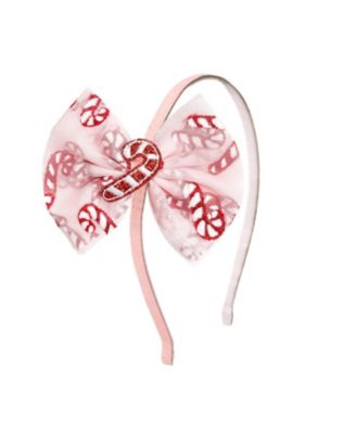 Girls' Candy Cane Confetti Christmas Tulle Bow Headband - Little Kid, Big Kid