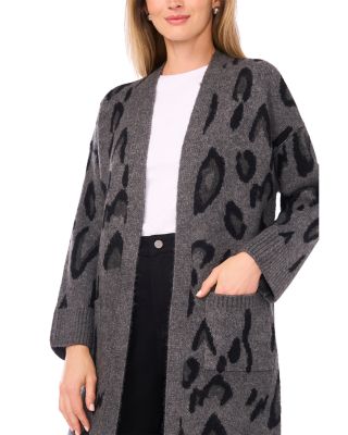 Open Front Animal Print Cardigan