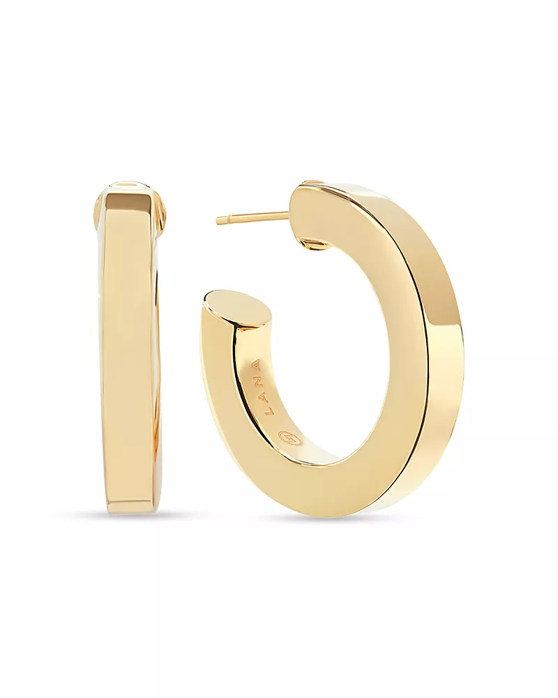 Lana Jewelry 14K Yellow Gold Square Edge Hoop Earrings