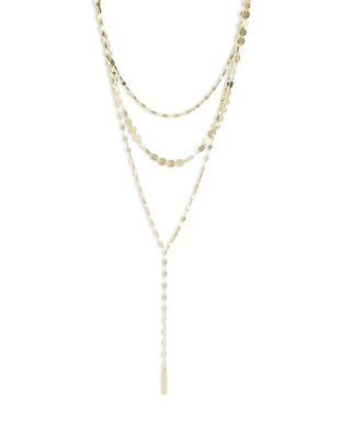 14K Yellow Gold Triple Strand Disc Remix Lariat Necklace