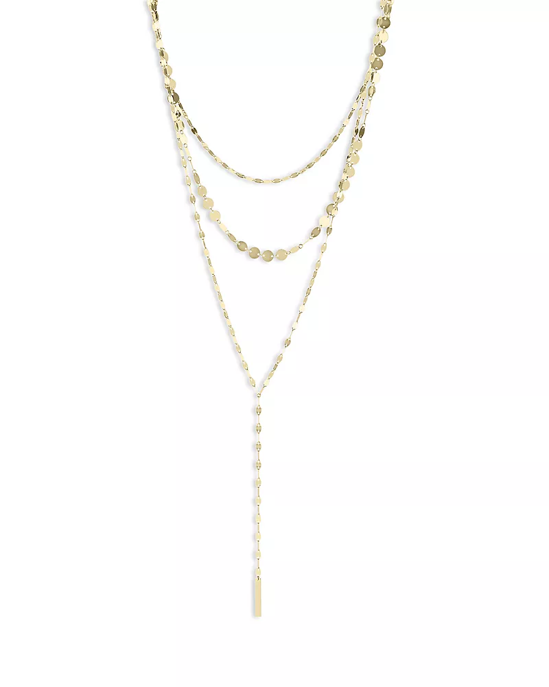 Lana 14K Yellow Gold Triple Strand Disc Remix Lariat Necklace
