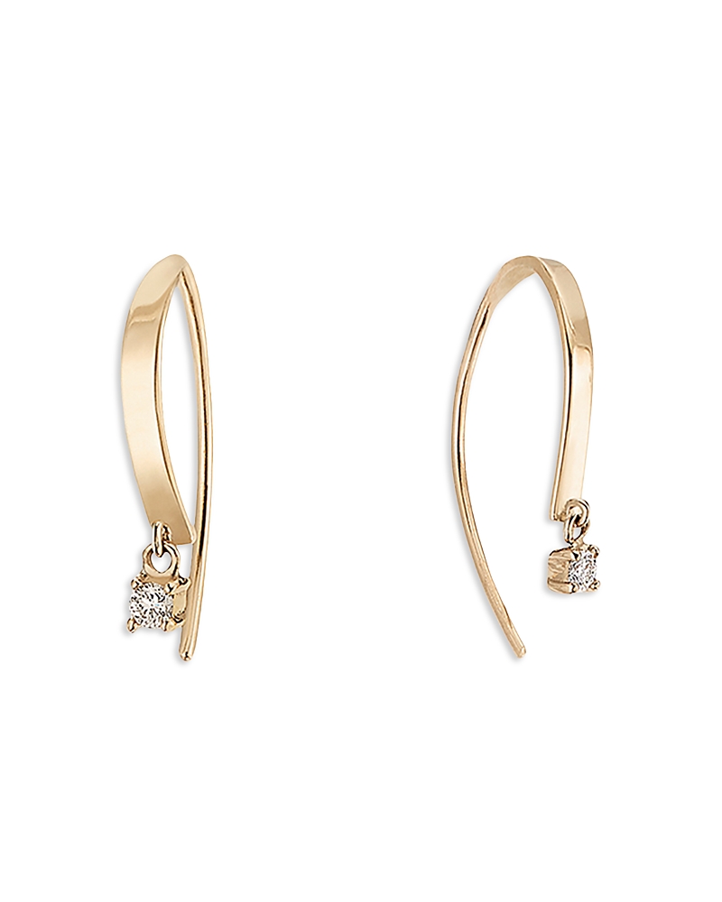 Lana Jewelry 14k Yellow Gold Diamond Squared Threader Earrings In Gold