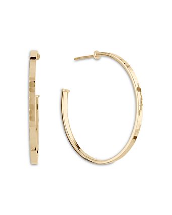 14K Gold Small Hollow Flash Textured Hoops
