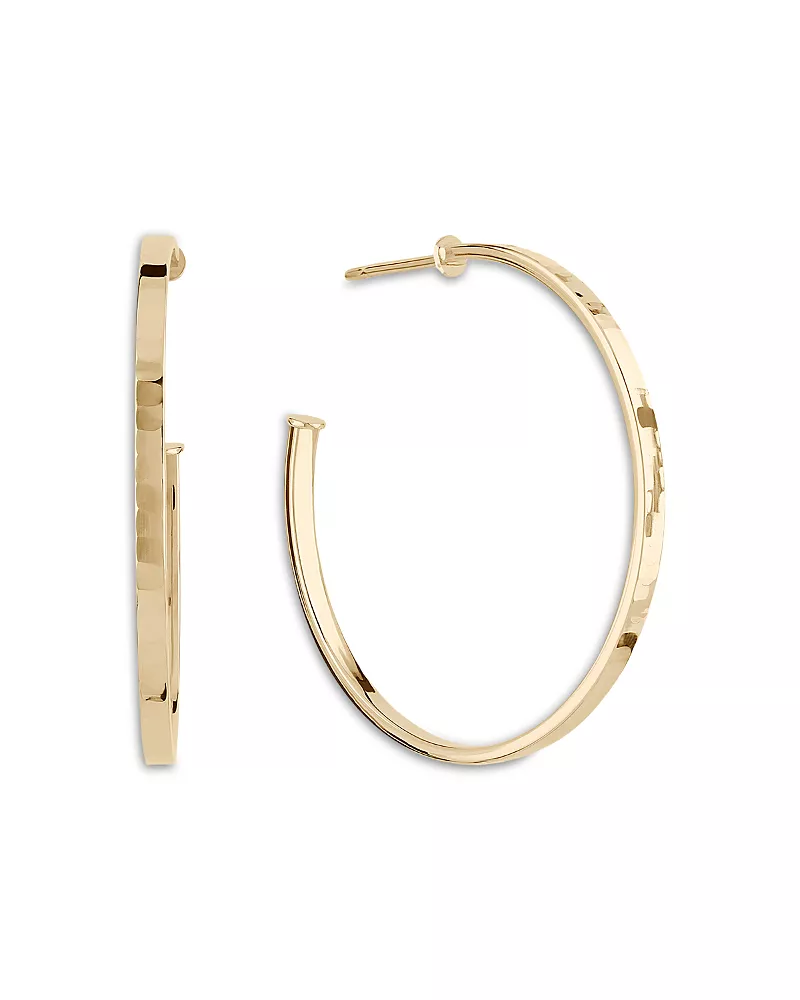 Lana Jewelry 14K Yellow Gold Textured Medium Hoop Earrings