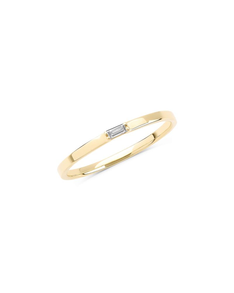 LANA 14K Gold Solo Baguette Diamond Ring