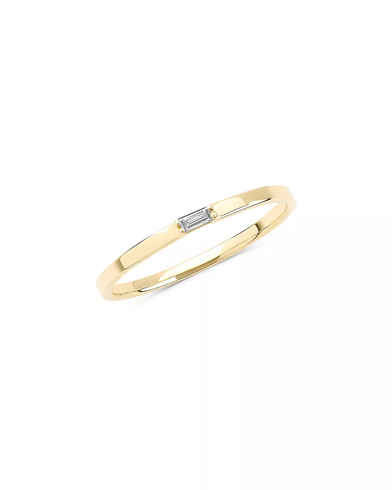 Lana Jewelry 14K Yellow Gold Diamond Baguette Solitaire Ring