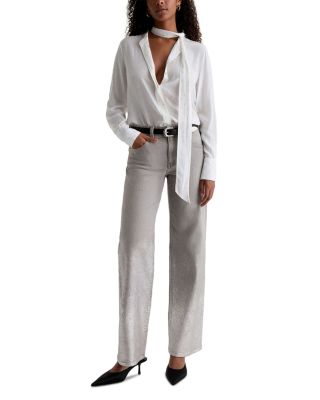 Adria Low Rise Wide Leg Jeans in Silver Myst