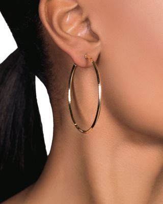 14K Yellow Gold Narrow Royale Large Hoop Earrings