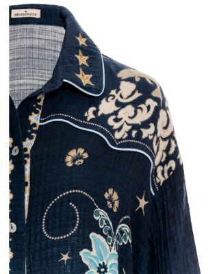 Chrissy Embroidered Shirt Swim Cover-Up