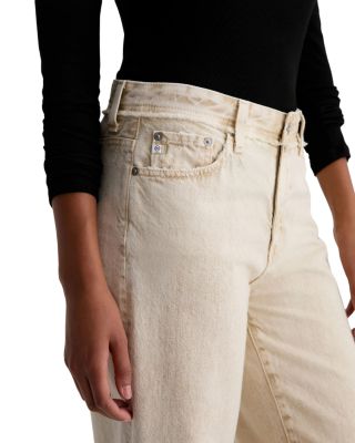 Saige Mid Rise Wide Leg Crop Jeans in Sulfur Melange Camel