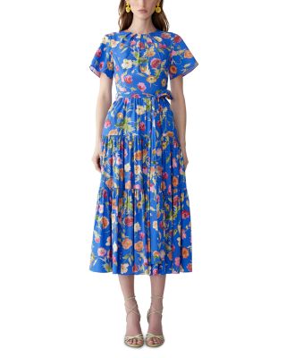 Printed Tiered Midi Dress