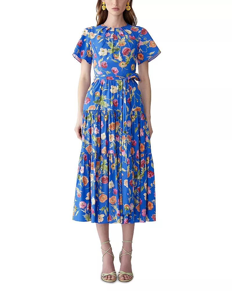 Carolina Herrera Printed Tiered Midi Dress