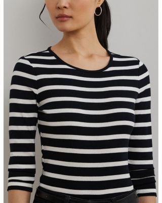 Cotton Long Sleeve Striped Tee