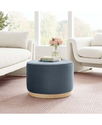 Tilden Large 23" Round Performance Velvet Upholstered Ottoman