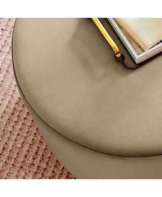 Tilden Large 23" Round Performance Velvet Upholstered Ottoman