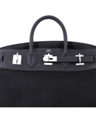 HAC 40 Handbag Toile and Black Togo with Palladium Hardware