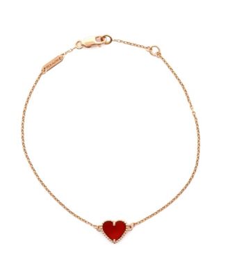  Sweet Alhambra Heart Bracelet 18K Rose Gold with Carnelian
