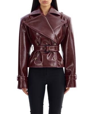 Ladies Belted Faux Leather Jacket