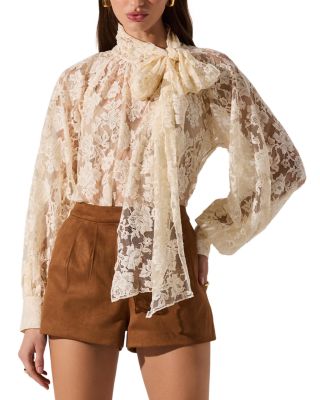 Cinthia Lace Tie Neck Top