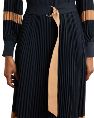 Tori Color Blocked Pleated Dress