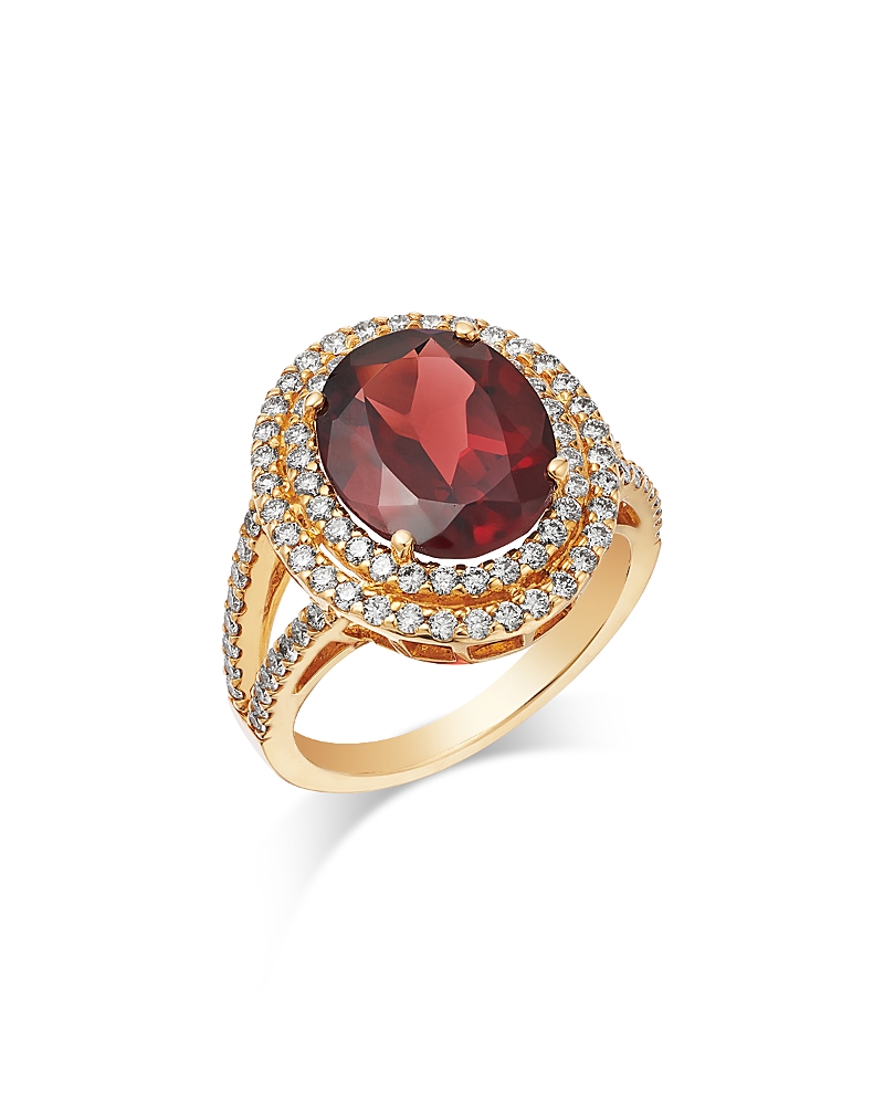Bloomingdale's Fine Collection Garnet & Diamond Halo Ring in 14K Yellow Gold