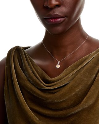 White & Yellow Diamond Heart Pendant Necklace in 14K White & Yellow Gold, 0.55 tcw