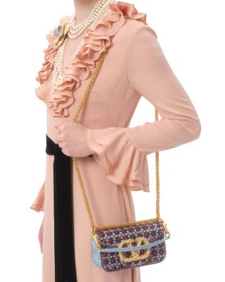 Locò Small Embellished VLogo Moir&eacute; Convertible Shoulder Bag