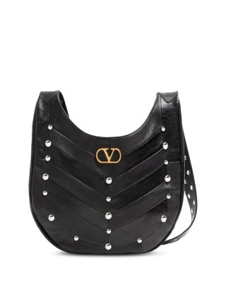 Hoboho Studded Chevron VLogo Hobo Shoulder Bag
