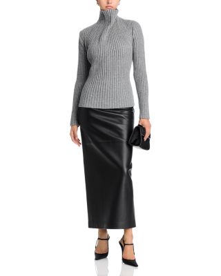 Draped Wool Blend Turtleneck Sweater