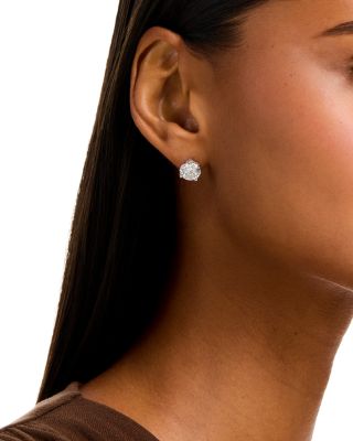 Certified Lab Grown Diamond Stud Earrings in 18K White Gold, 6.0 tcw