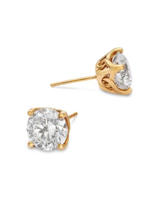 Certified Lab Grown Diamond Tulip Setting Stud Earrings in 18K Yellow Gold, 6.0 tcw