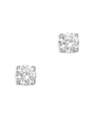 Certified Lab Grown Diamond Tulip Setting Stud Earrings in 18K White Gold, 2.0 tcw