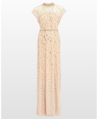 Crystal Drop Crystal-Embellished High-neck Maxi Dress