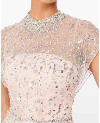 Crystal Drop Crystal-Embellished High-neck Maxi Dress