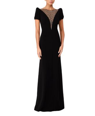 Empress Puff-sleeve Crystal-embellished Maxi Dress