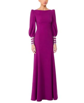 Francolin Embellished-cuffs Puff-sleeve Maxi Dress