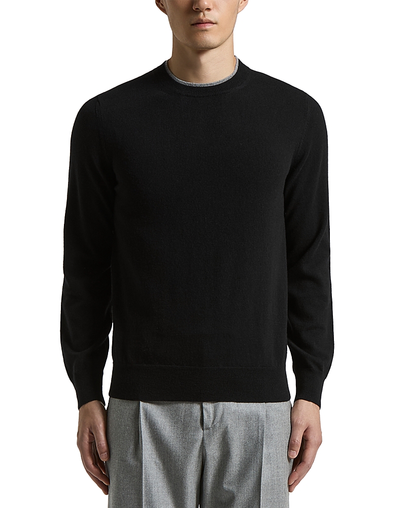 Peserico Wool And Cashmere Crewneck Sweater In Black