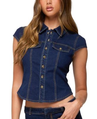 Contrast Stitch Button Up Denim Shirt