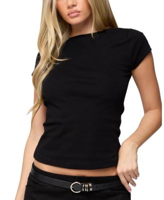 Oliana Ribbed Boat Neck T-Shirt
