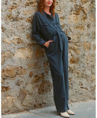 The Drapey Denim Maternity Jumpsuit