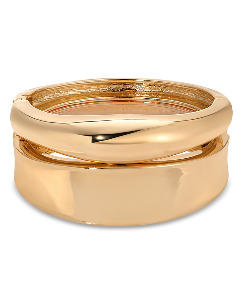 Ettika Sculptural Bangle Bracelet Set In Gold