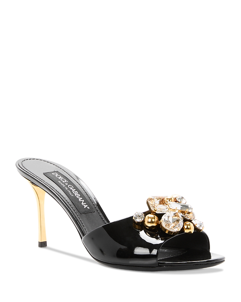 Dolce & Gabbana Women's Patent Leather Crystal Cluster Mules