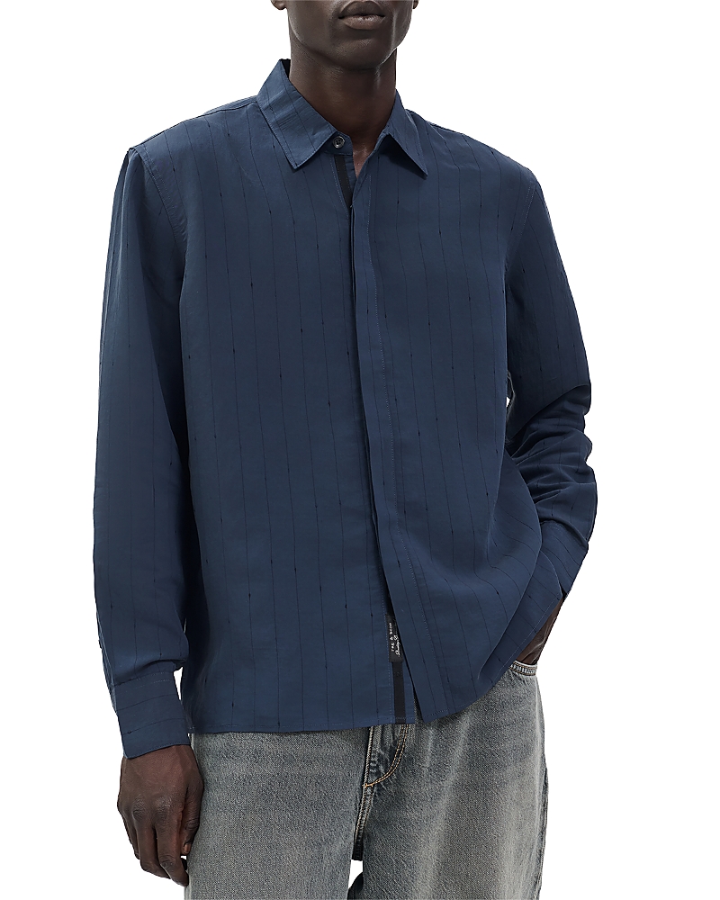 Rag & Bone Dalton Jacquard Button Front Shirt In Blue