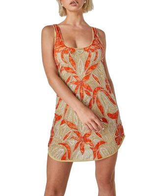 Retro Lace Curved Hem Mini Dress